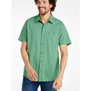 LL Bean Men's Sz XXL Lakewashed‎ Organic Cotton Button-Front Short Sleeve Shirt